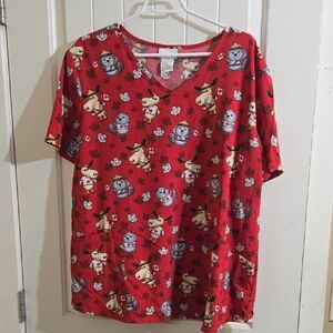 Scrubstar Red Animal Canada Theme Women's Print Scrub Top Plus Size XXL
